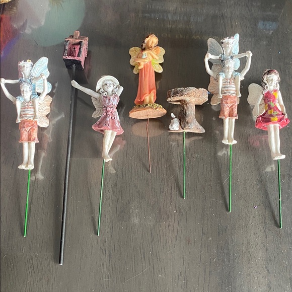 Other - Wooden Resin Mystical Fairy Woodland Stakes planters fairy garden